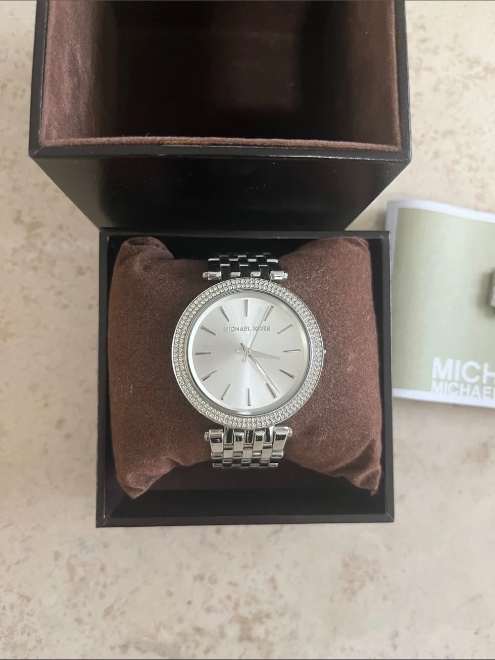 Michael Kors Silver Women’s Crystal Bezel Bracelet Watch